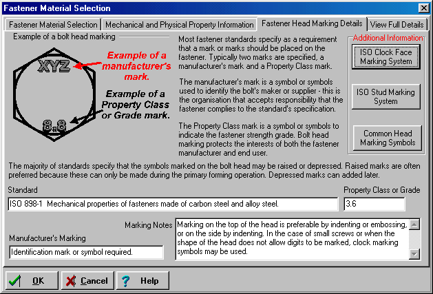 Fastener Material Form - Head Marking